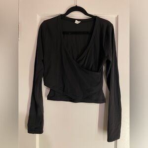 Athleta long-sleeve black top, size large